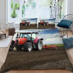 Housse de couette tracteur x imprim�� d machines agricoles rouges parure de lit personnes hypoallergique ...