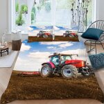 Housse de couette tracteur x imprim�� d machines agricoles rouges parure de lit personnes hypoallergique ...