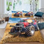 Housse de couette tracteur x imprim�� d moissonneuse de champ de bl�� parure de lit personnes hypoallergique ...