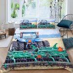 Housse de couette tracteur x imprim�� d moissonneuse de champ de bl�� parure de lit personnes hypoallergique ...