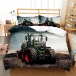 Housse de couette tracteur xcm parure de lit personnes pi��ces jaune tracteur housse de couette avec ...