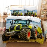 Housse de couette tracteur xcm parure de lit personne pi��ces jaune tracteur housse de couette avec taies ...