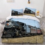 Housse de couette train r��tro x imprim�� d locomotive �� vapeur parure de lit personnes hypoallergique ...