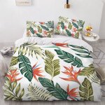 Housse de couette tropical x imprim�� d feuille de palmier parure de lit personnes hypoallergique microfibre ...