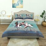 Housse de couette, troupeau de flamants roses d��collant du lagon pour s'envoler la vie naturelle de ...