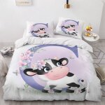 Housse de couette vache b��b�� x imprim�� d kawaii animaux parure de lit personnes hypoallergique microfibre ...