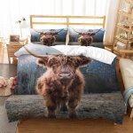 Housse de couette vaches x imprim�� d b��tail des highlands ��cossais animal parure de lit personnes ...