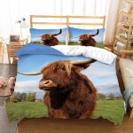 Housse de couette vaches x imprim�� d b��tail des highlands ��cossais animal parure de lit personnes ...