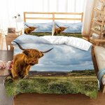 Housse de couette vaches x imprim�� d b��tail des highlands ��cossais animal parure de lit personnes ...