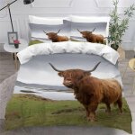 Housse de couette la vache x imprim�� d bovins highland ��cossais animaux parure de lit personnes hypoallergiq ...