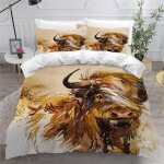 Housse de couette la vache x imprim�� d bovins highland ��cossais animaux parure de lit personnes hypoallergiq ...