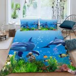 Housse de couette vue mer x imprim�� d cr��atures aquatiques parure de lit personnes hypoallergique microfibre ...