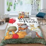Housse de couette winnie l'ourson pour enfants, parure de lit imprim�e en 3d avec taies d'oreiller, fermeture ...