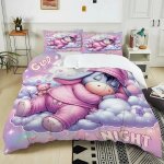 Housse de couette winnie l'ourson, motif dessin anime, parure de lit winnie l'ourson, impression 3d, ...