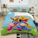 Housse de couette winnie l'ourson, motif dessin anime, parure de lit winnie l'ourson, impression 3d, ...
