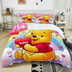 Housse de couette winnie l'ourson, motif dessin anime, parure de lit winnie l'ourson, impression 3d, ...