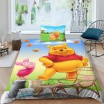 Housse de couette winnie l'ourson, parure de lit imprim�e 3d winnie l'ourson, housse de couette et taies ...