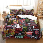 Housse de couette wwe d motif imprim�� parure de lit wwe en microfibre avec fermeture ��clai avec taies ...