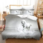 Housse de couette x ado fille doux confortable parure lit personne microfibre housse de couette cheval ...