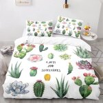 Housse de couette x ado garcon polyester coton parures de lit moelleux cactus house de couette x cm avec ...