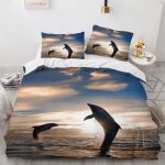 Housse de couette x ado garcon polyester coton parure de lit moelleux dauphin housse de couette x cm ...