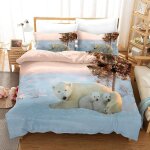 Housse de couette x animaux ours polaire parure de lit en microfibre avec fermeture ��clair, housse couette ...
