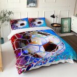 Housse de couette x ballon de foot bleu sets de housse couette respirant, fin et l��ger imprim�� microfibre ...