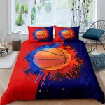 Housse de couette x basket parure de lit en microfibre avec fermeture ��clair, housse couette + taie ...