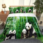 Housse de couette x bebe d paysage de panda dans la for��t de bambous verts imprim�� parure de lit personne ...