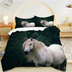 Housse de couette x blanc, cheval parure de lit personnes microfibre doux respiran housse couette avec ...