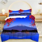Housse de couette x bleu, mont fuji parure de lit personnes microfibre doux respiran housse couette avec ...