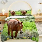 Housse de couette x brun, cheval parure de lit personnes microfibre doux respiran housse couette avec ...