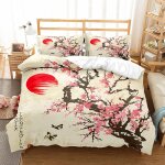 Housse de couette x cerisier japonais parure de lit en microfibre avec fermeture ��clair, housse couette ...