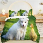 Housse de couette x chien blanc, canard parure de lit personnes microfibre doux respiran housse couette ...