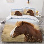 Housse de couette x cm cheval animaux parure de lit en l�ger et doux personnes avec fermeture eclair ...