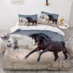 Housse de couette x cm cheval animaux parure de lit en l�ger et doux personnes avec fermeture eclair ...