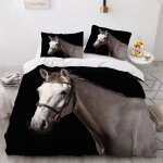 Housse de couette x cm cheval animaux parure de lit en l�ger et doux personnes avec fermeture eclair ...