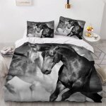 Housse de couette x cm cheval animaux parure de lit en l�ger et doux personnes avec fermeture eclair ...