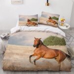 Housse de couette x cm cheval animaux parure de lit en l�ger et doux personnes avec fermeture eclair ...