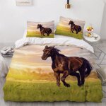 Housse de couette x cm cheval animaux parure de lit en l�ger et doux personnes avec fermeture eclair ...