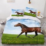 Housse de couette x cm cheval animaux parure de lit en l�ger et doux personnes avec fermeture eclair ...