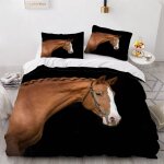 Housse de couette x cm cheval animaux parure de lit en l�ger et doux personnes avec fermeture eclair ...
