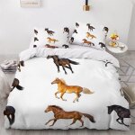Housse de couette x cm cheval animaux parure de lit en l�ger et doux personnes avec fermeture eclair ...