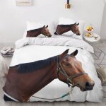 Housse de couette x cm cheval animaux parure de lit en l�ger et doux personnes avec fermeture eclair ...