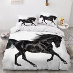 Housse de couette x cm cheval animaux parure de lit en l�ger et doux personnes avec fermeture eclair ...