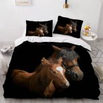 Housse de couette x cm cheval animaux parure de lit en l�ger et doux personnes avec fermeture eclair ...