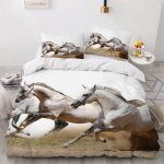 Housse de couette x cm cheval animaux parure de lit en l�ger et doux personnes avec fermeture eclair ...
