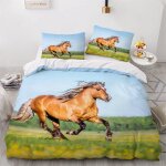 Housse de couette x cm cheval animaux parure de lit en l�ger et doux personnes avec fermeture eclair ...