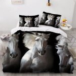 Housse de couette x cm cheval animaux parure de lit en l�ger et doux personnes avec fermeture eclair ...