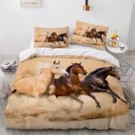 Housse de couette x cm cheval animaux parure de lit en l�ger et doux personnes avec fermeture eclair ...